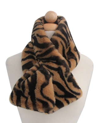Tiger Print Faux Fur WInter Scarf SF320011 TAN